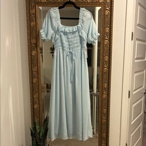 Indigo Rose Light Blue Textured Dress with puff sleeves size S